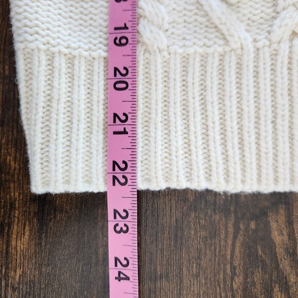 Aerie Wool Blend Women's Cable Knit Button Up Ivory Cardigan, Sm, Fisherman - Picture 7 of 8